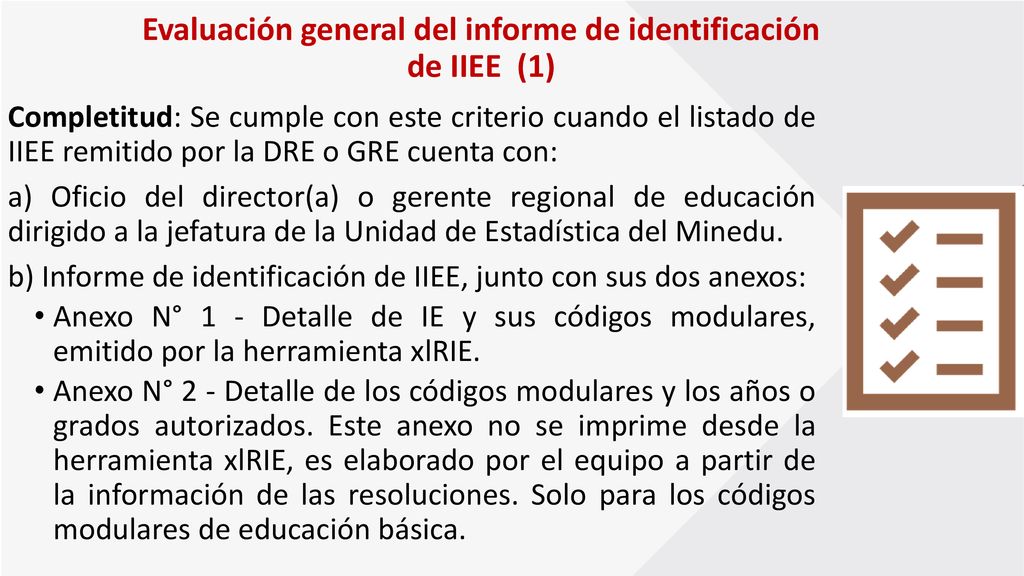Evaluación general del informe de identificación de IIEE (1)