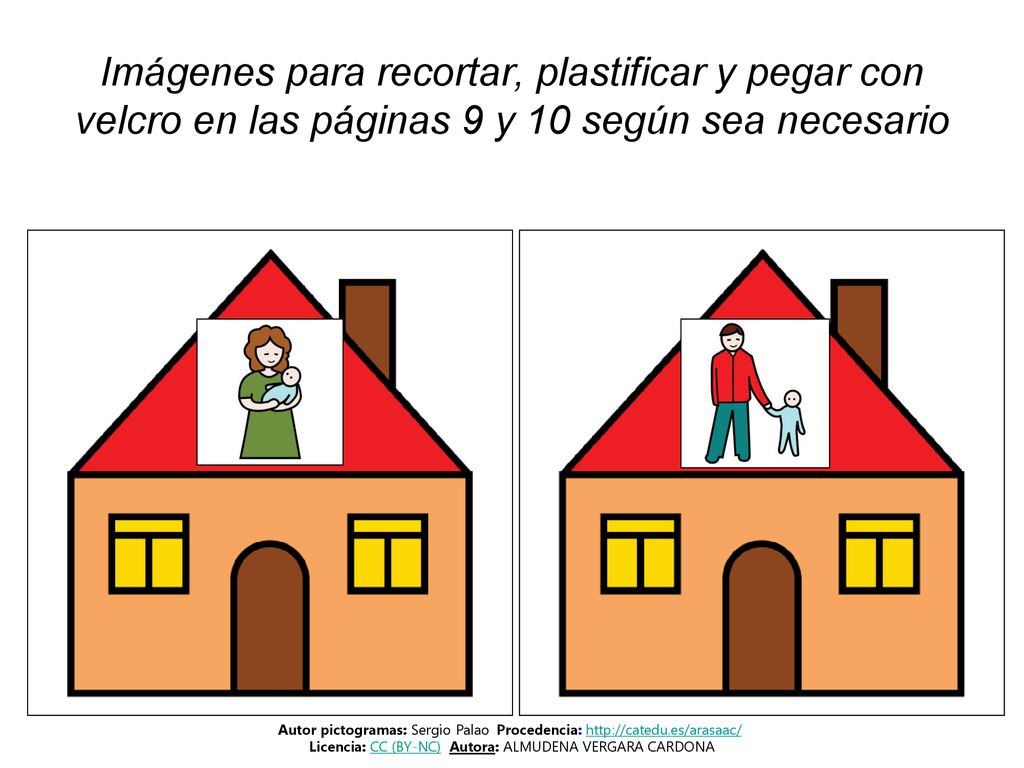 Imágenes para recortar, plastificar y pegar con velcro en las páginas 9 y 10 según sea necesario