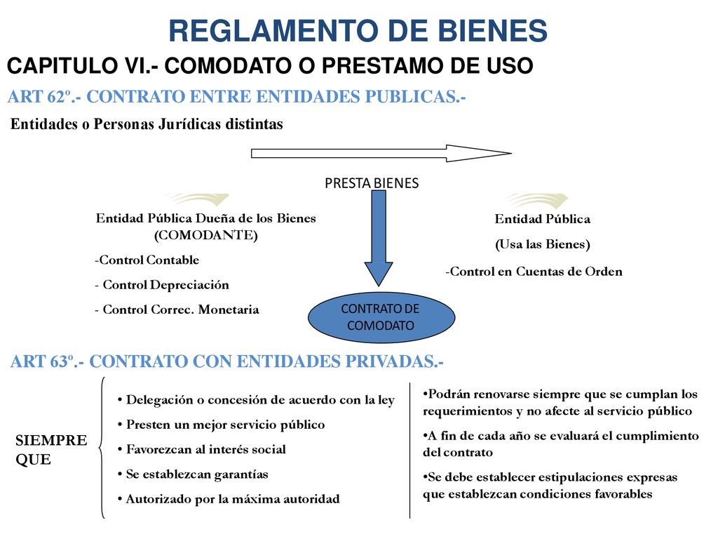 REGLAMENTO DE BIENES CAPITULO VI.- COMODATO O PRESTAMO DE USO