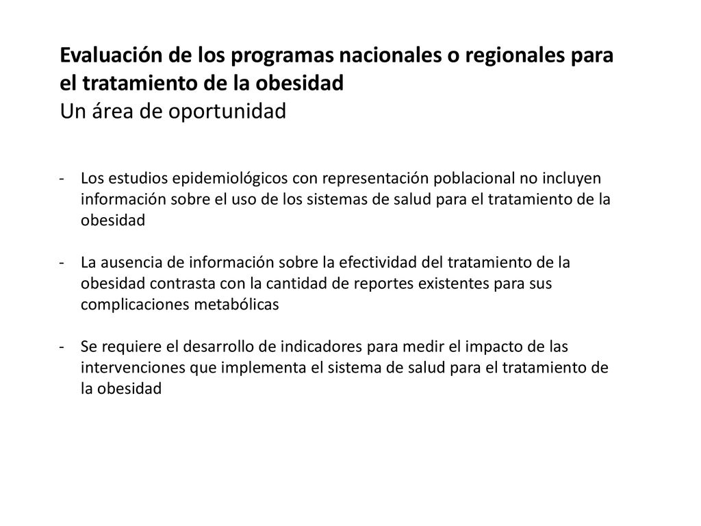 Evaluación de los programas nacionales o regionales para el tratamiento de la obesidad