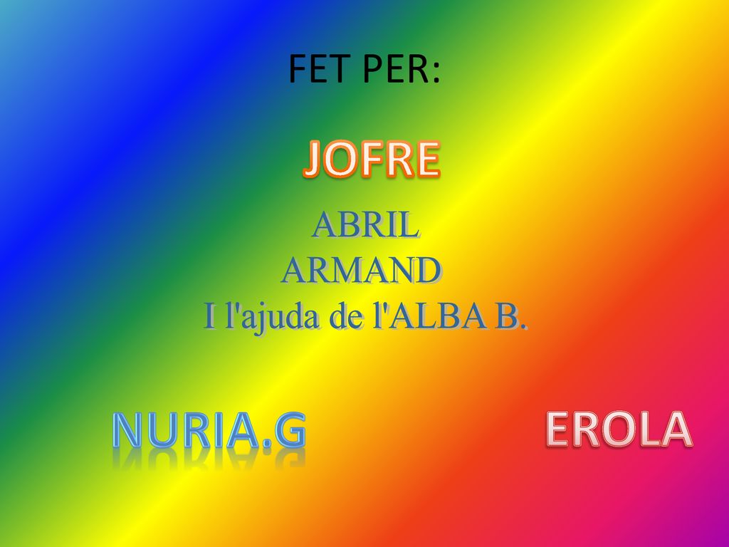 FET PER: JOFRE ABRIL ARMAND I l ajuda de l ALBA B. NURIA.G EROLA