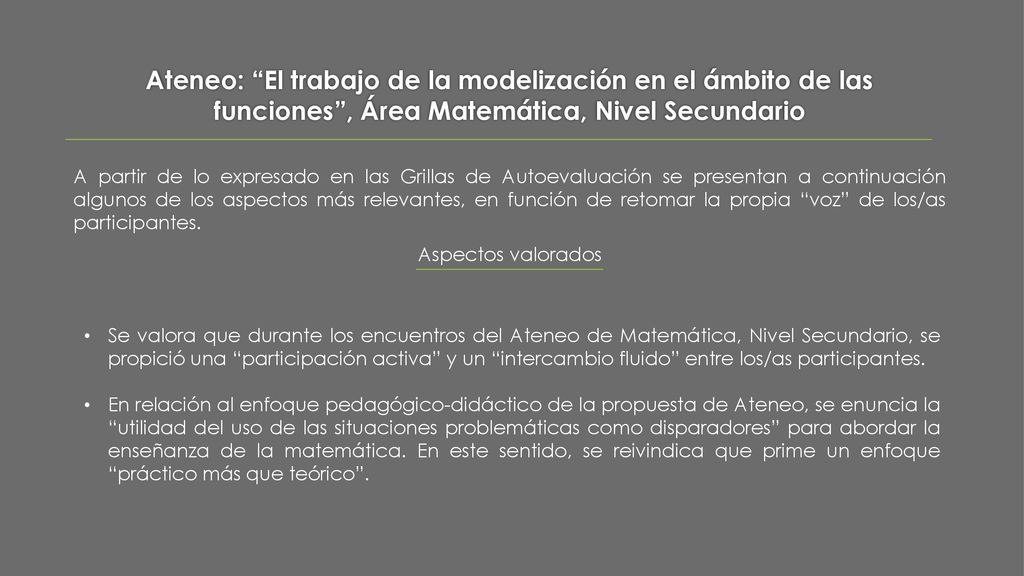 Ateneo: El trabajo de la modelización en el ámbito de las funciones , Área Matemática, Nivel Secundario