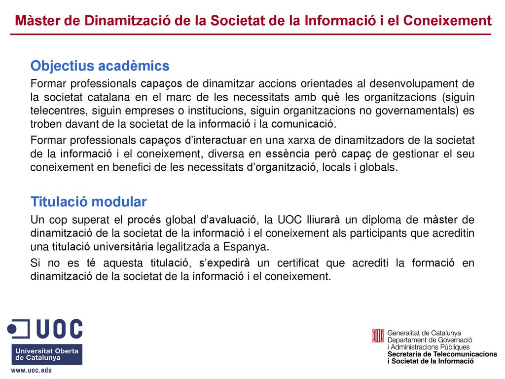 Màster de Dinamització de la Societat de la Informació i el Coneixement