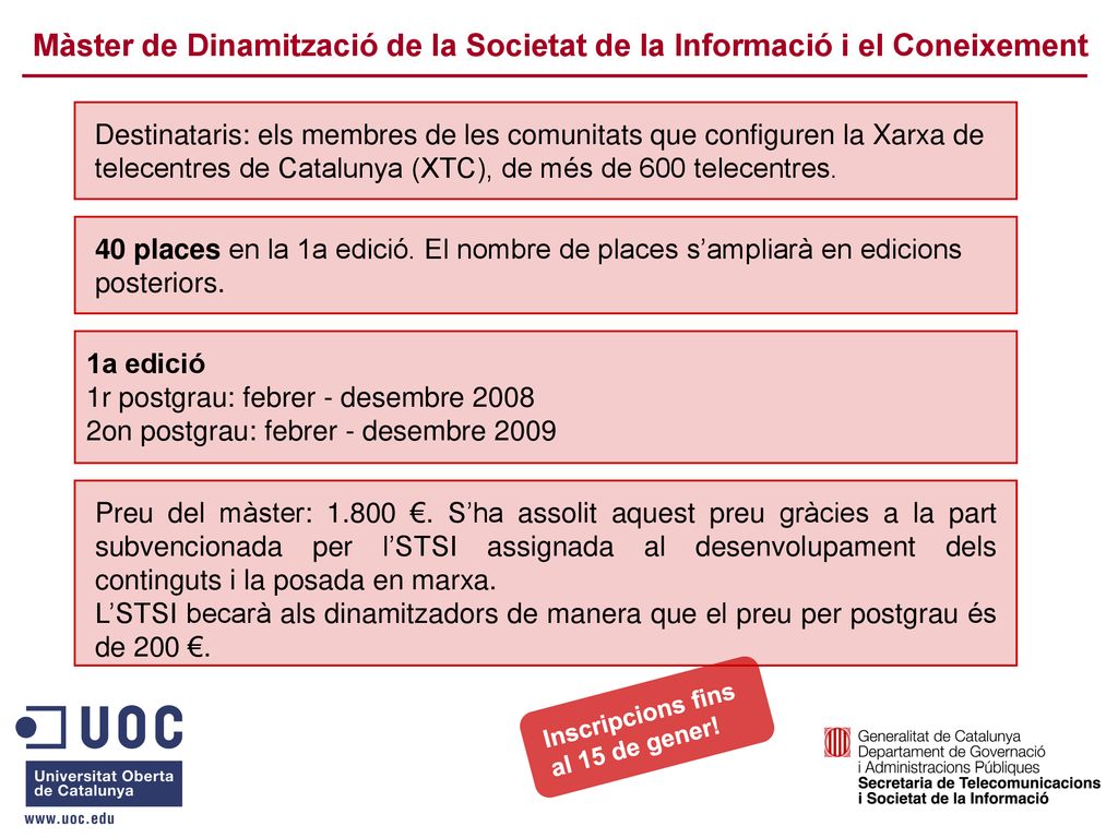 Màster de Dinamització de la Societat de la Informació i el Coneixement