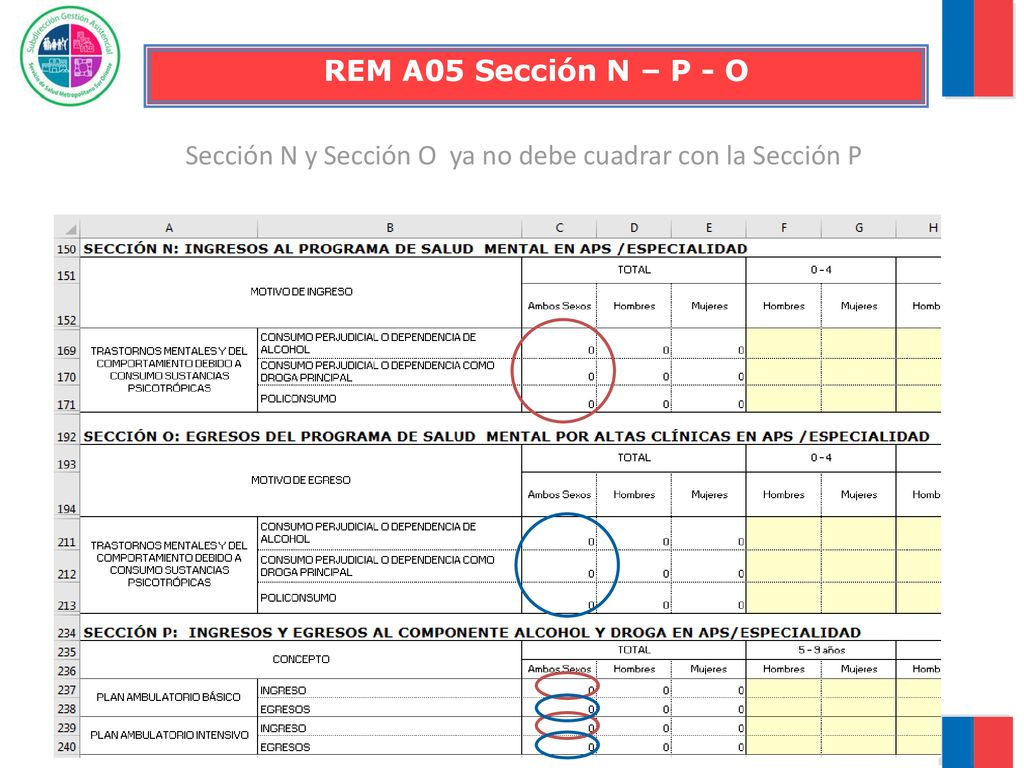 Sección N y Sección O ya no debe cuadrar con la Sección P