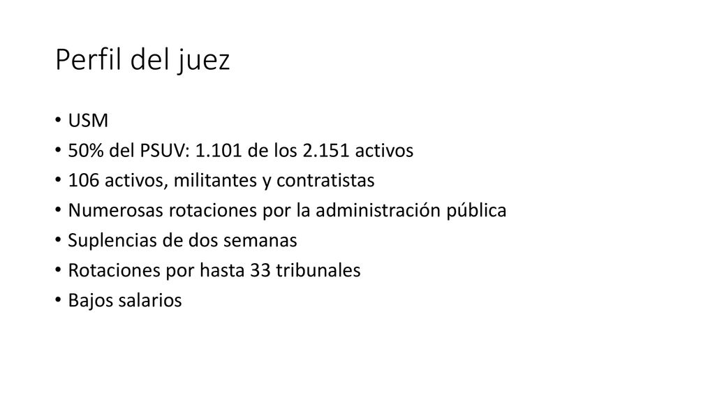 Perfil del juez USM 50% del PSUV: de los activos