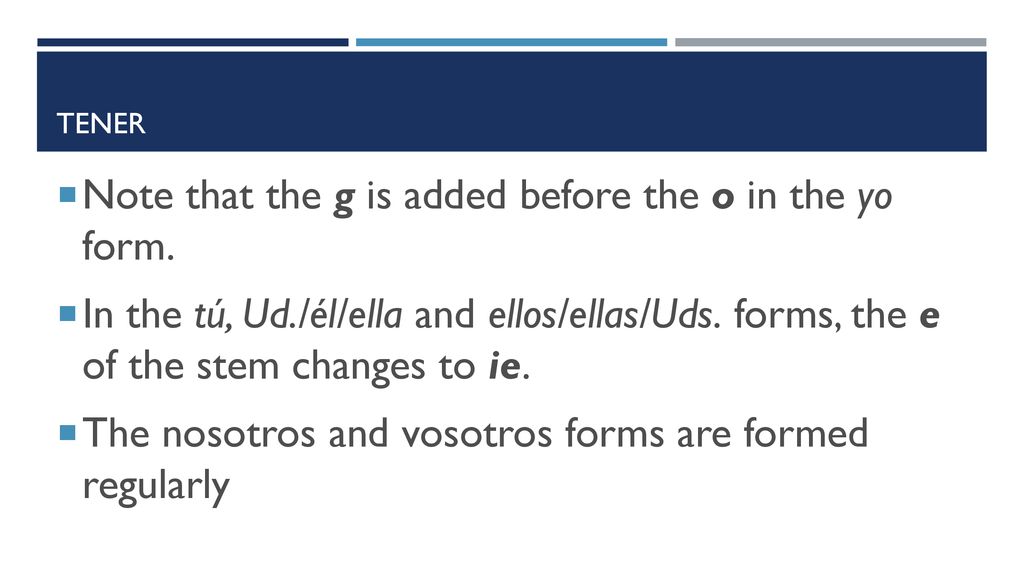 Note that the g is added before the o in the yo form.