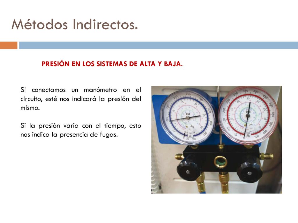 Métodos Indirectos. PRESIÓN EN LOS SISTEMAS DE ALTA Y BAJA.