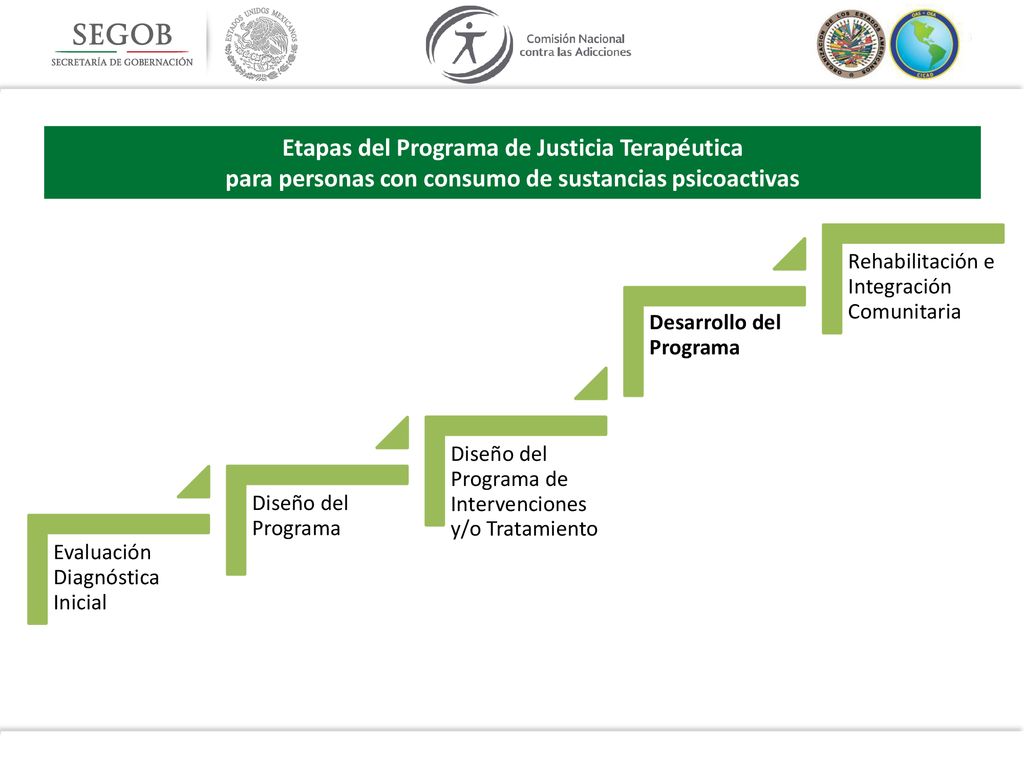 Etapas del Programa de Justicia Terapéutica para personas con consumo de sustancias psicoactivas