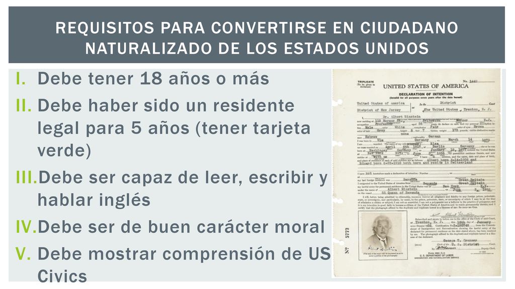 Debe haber sido un residente legal para 5 años (tener tarjeta verde)