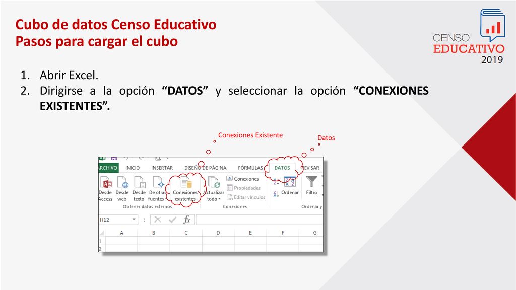 Cubo de datos Censo Educativo Pasos para cargar el cubo
