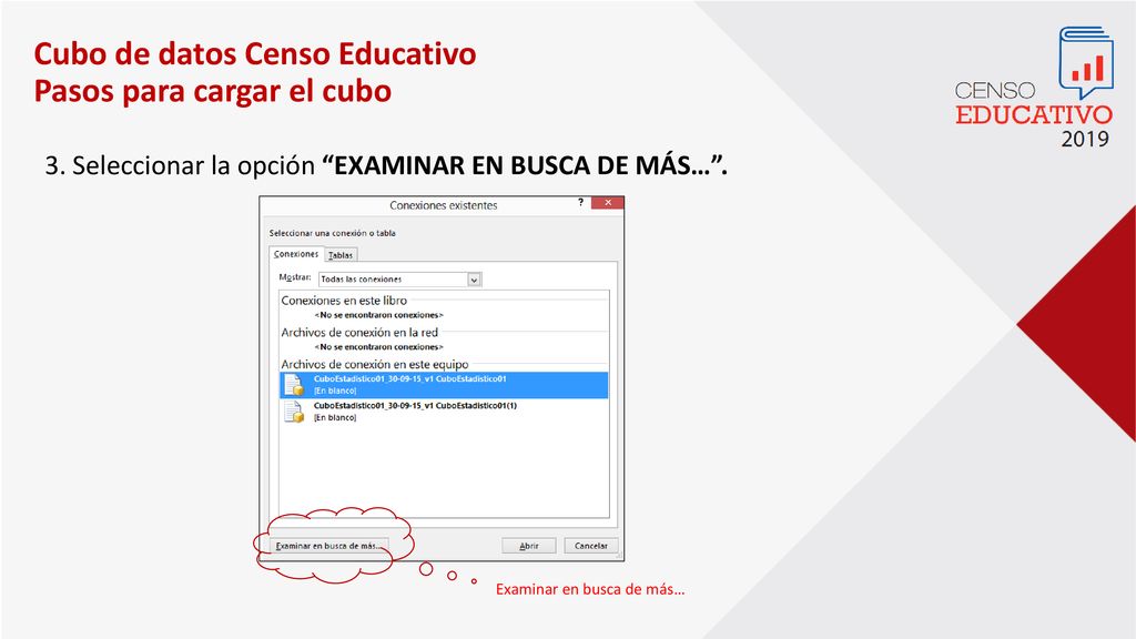 Cubo de datos Censo Educativo Pasos para cargar el cubo