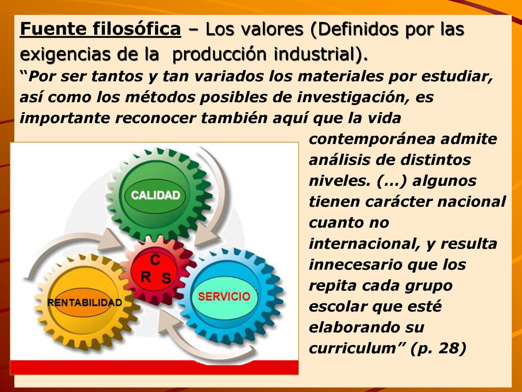 Fuente filosófica – Los valores (Definidos por las