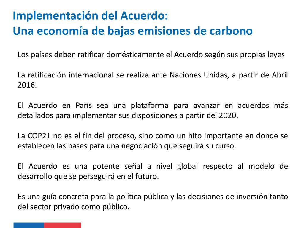 Implementación del Acuerdo: Una economía de bajas emisiones de carbono