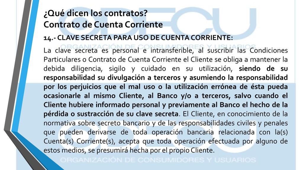 ¿Qué dicen los contratos Contrato de Cuenta Corriente