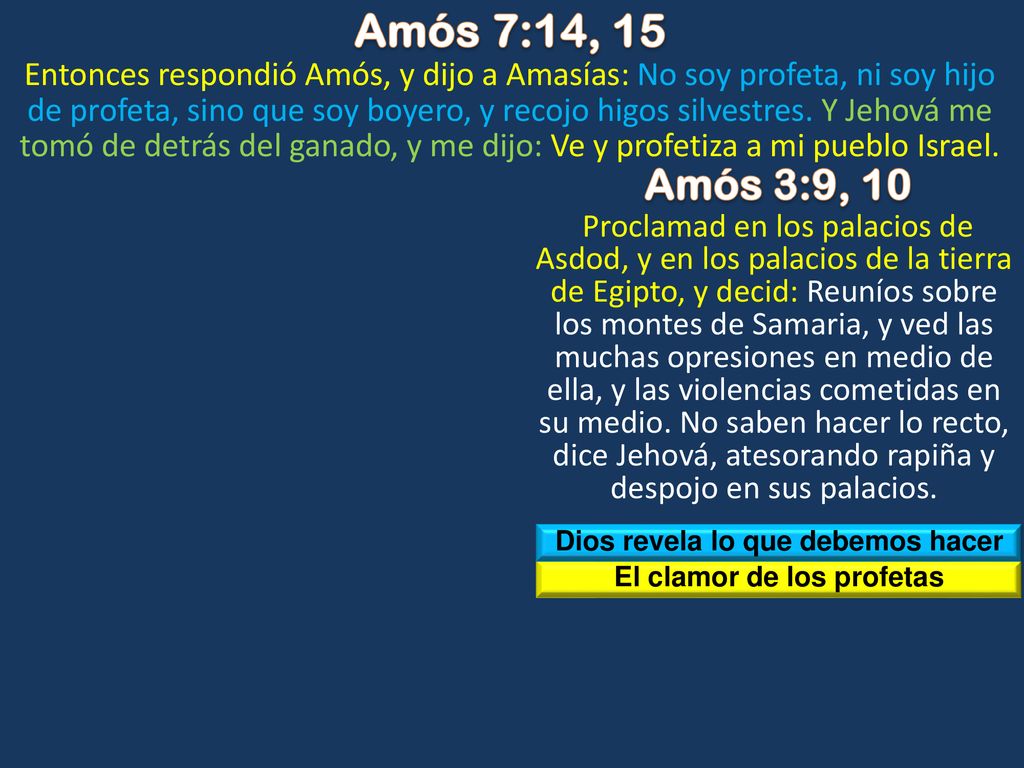 Dios revela lo que debemos hacer El clamor de los profetas