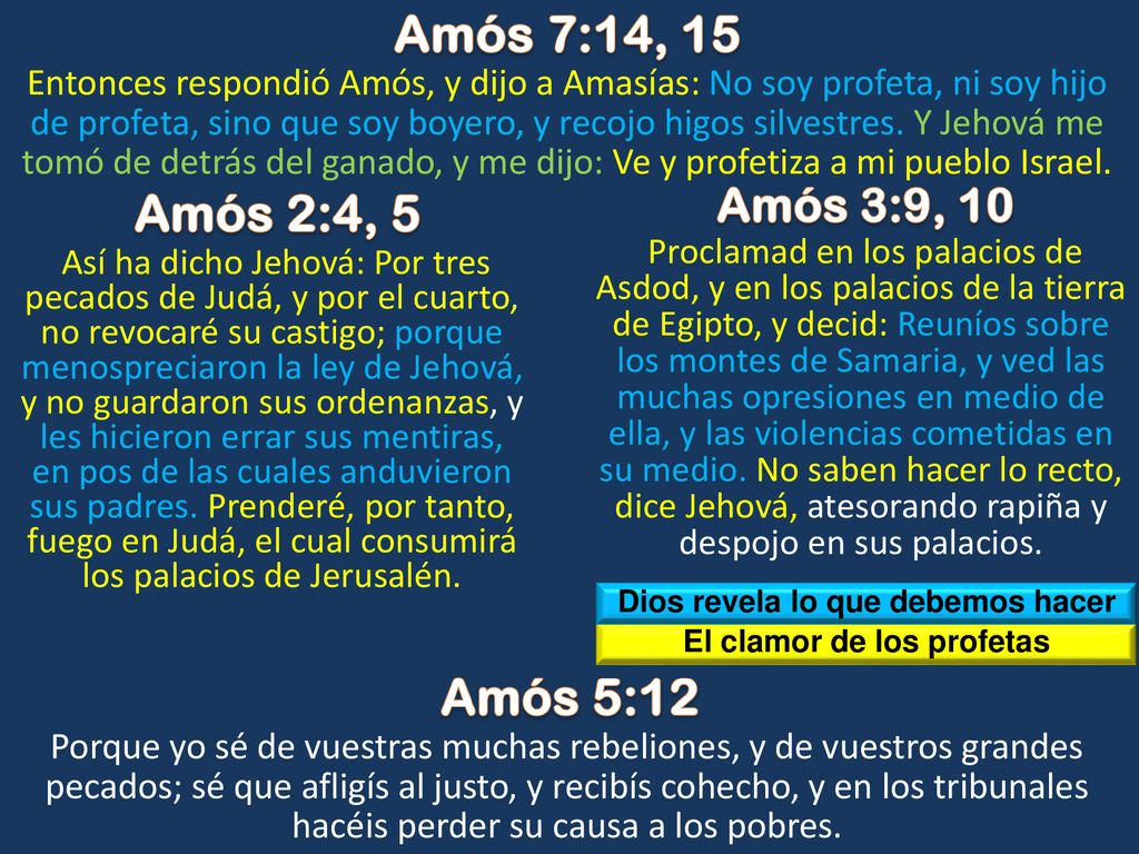 Dios revela lo que debemos hacer El clamor de los profetas