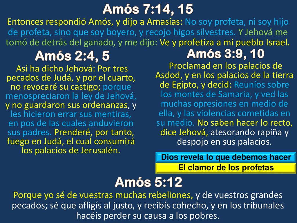 Dios revela lo que debemos hacer El clamor de los profetas
