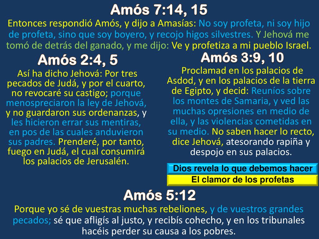 Dios revela lo que debemos hacer El clamor de los profetas
