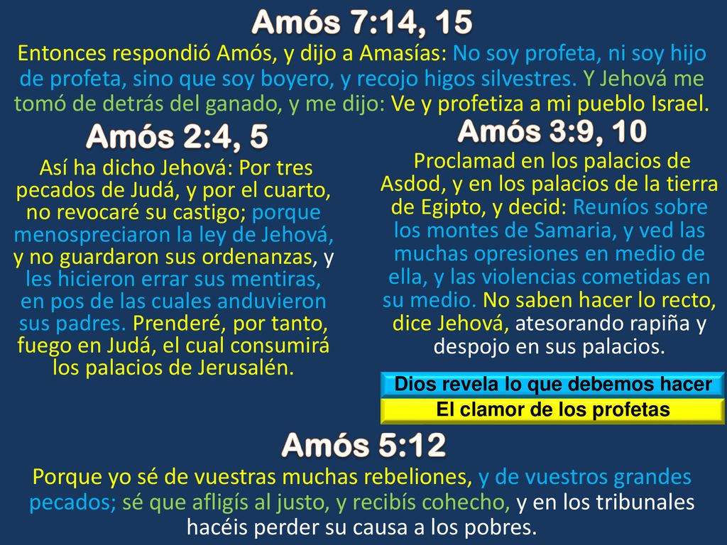 Dios revela lo que debemos hacer El clamor de los profetas