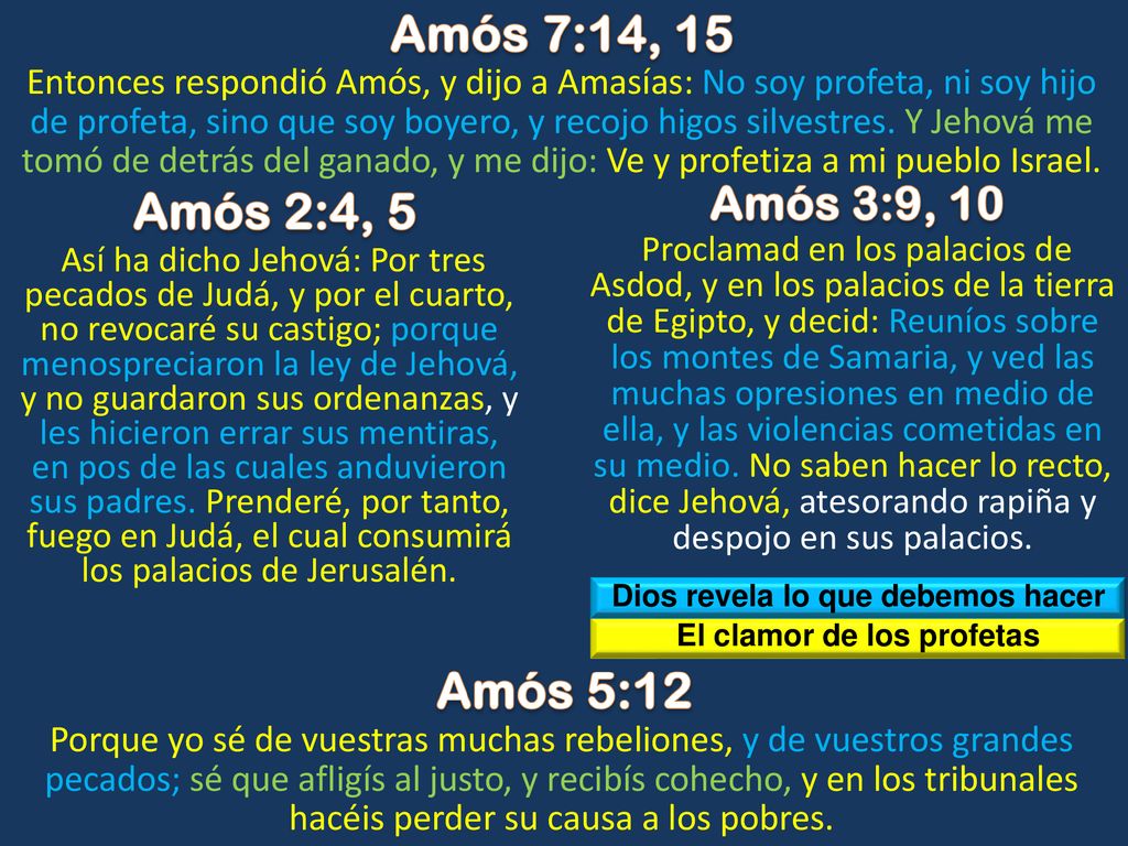 Dios revela lo que debemos hacer El clamor de los profetas