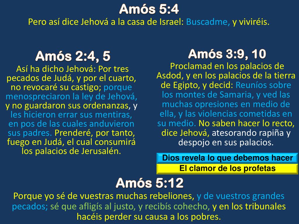 Dios revela lo que debemos hacer El clamor de los profetas