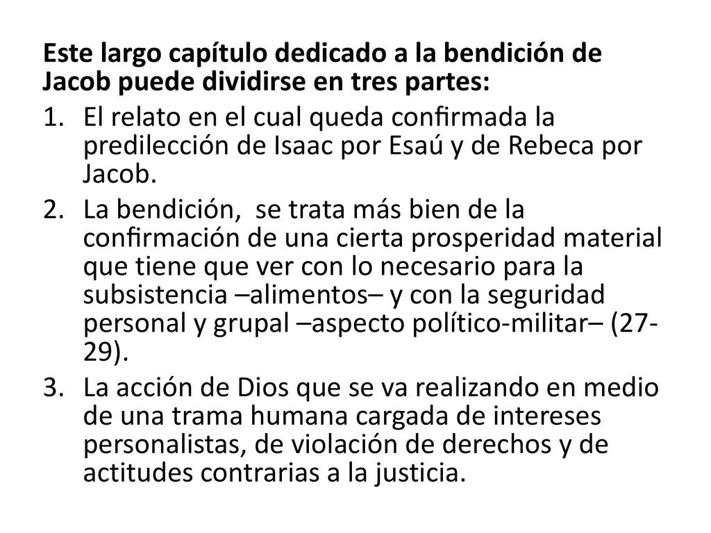 Este largo capítulo dedicado a la bendición de Jacob puede dividirse en tres partes: