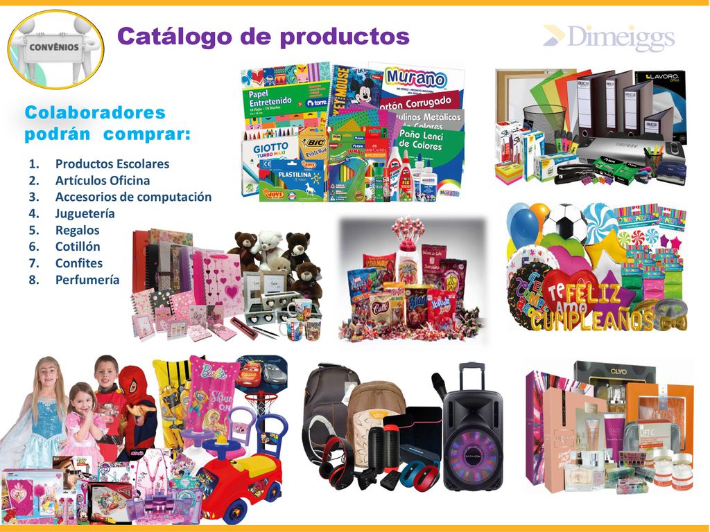 Catálogo de productos Colaboradores podrán comprar: