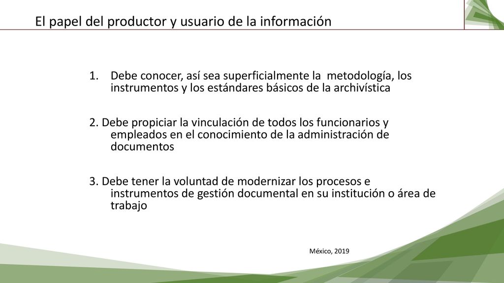 El papel del productor y usuario de la información