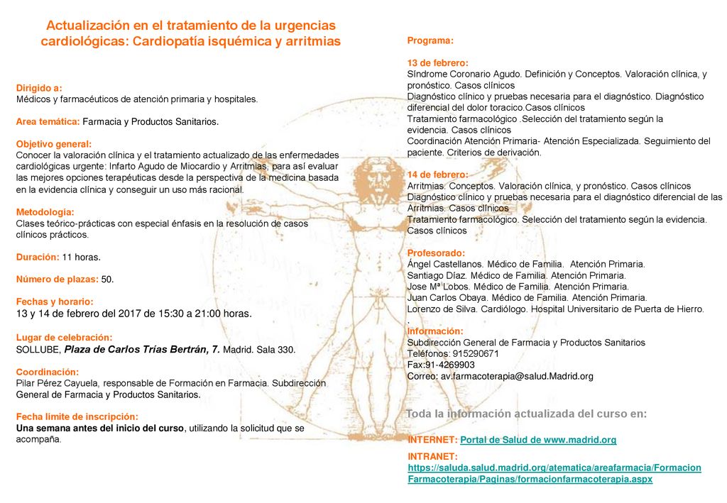 Actualización en el tratamiento de la urgencias cardiológicas: Cardiopatía isquémica y arritmias