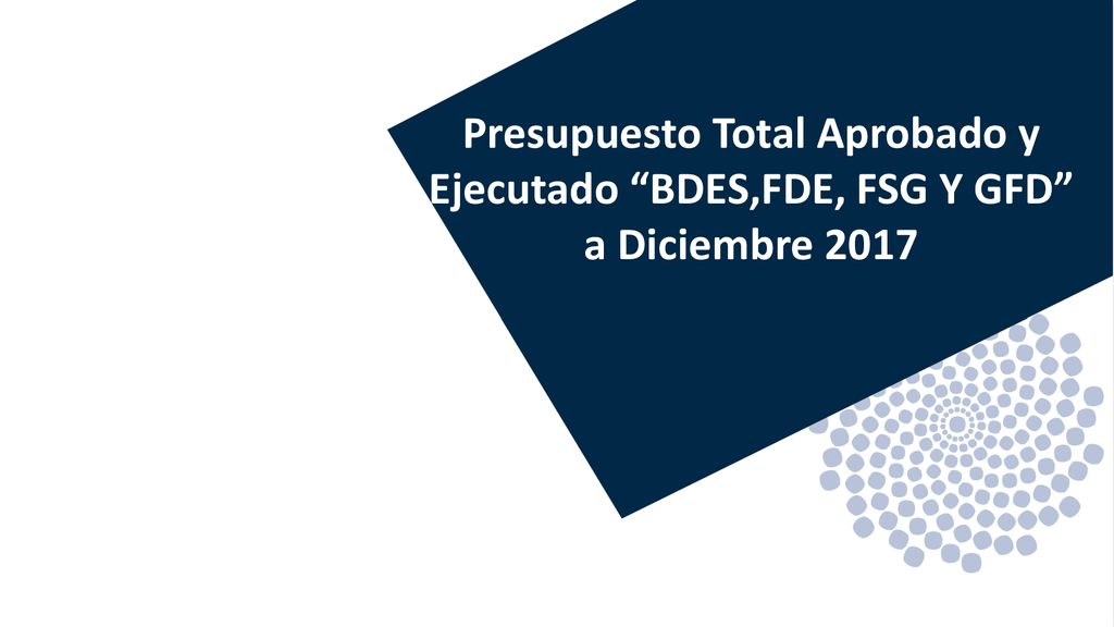 Presupuesto Total Aprobado y Ejecutado BDES,FDE, FSG Y GFD a Diciembre 2017