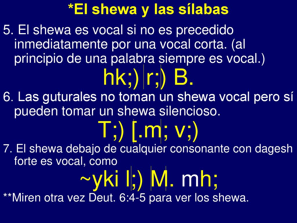 hk;) r;) B. T;) [.m; v;) ~yki l;) M. mh; - *El shewa y las sílabas