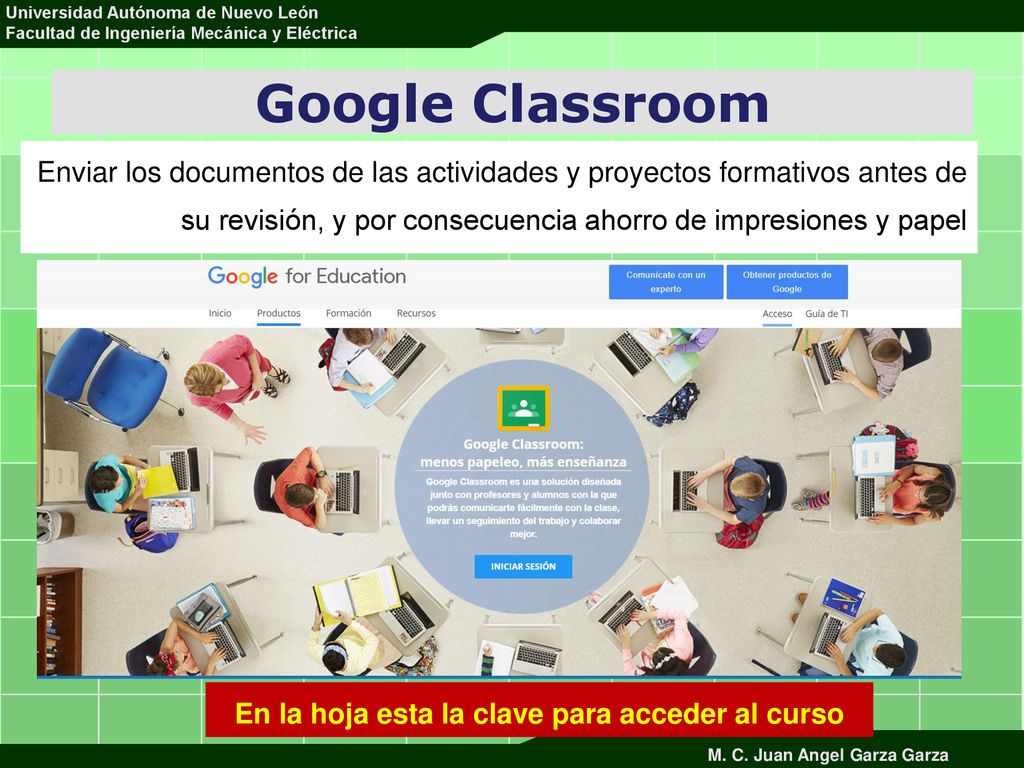 En la hoja esta la clave para acceder al curso