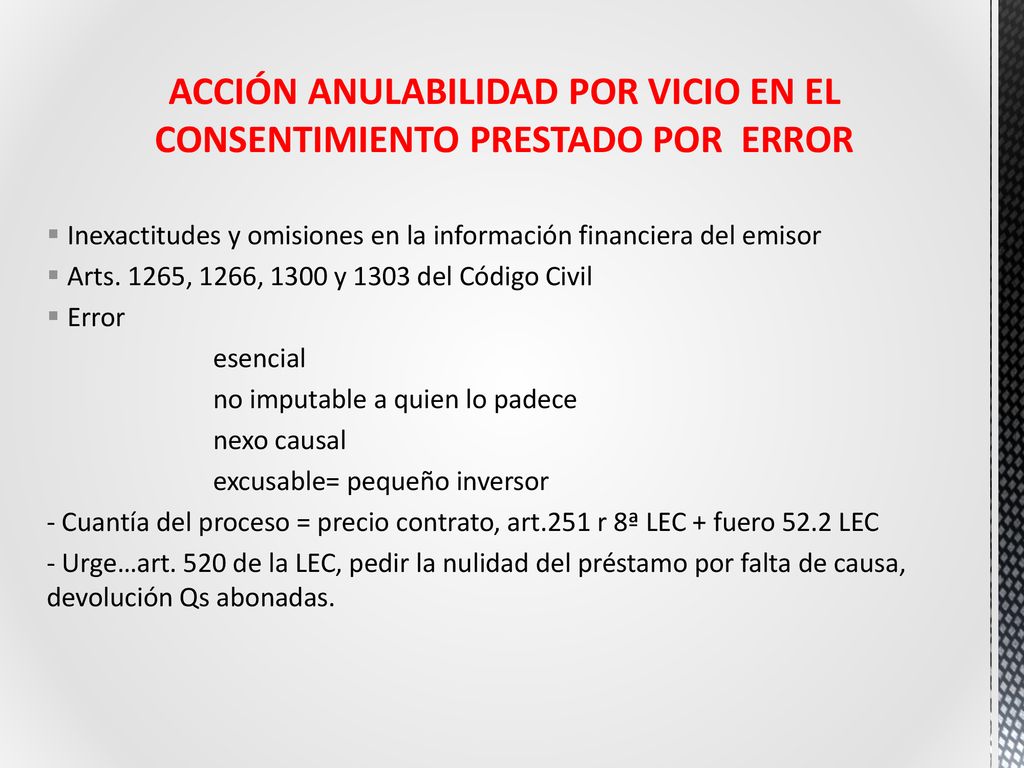 ACCIÓN ANULABILIDAD POR VICIO EN EL CONSENTIMIENTO PRESTADO POR ERROR