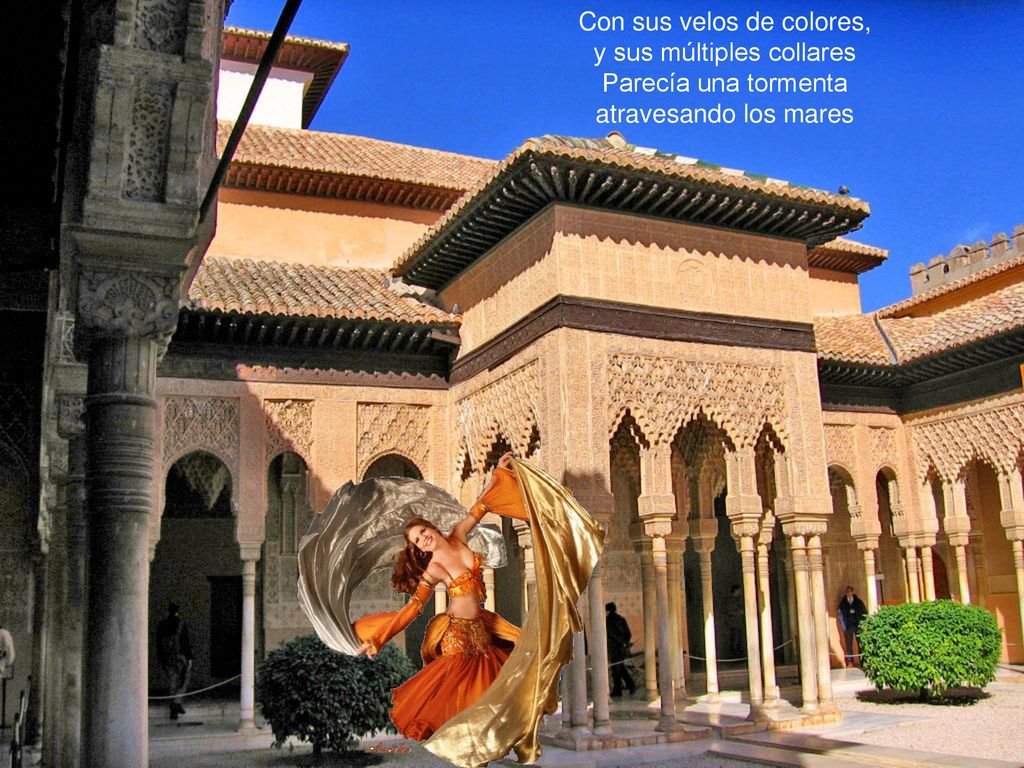 Con sus velos de colores, y sus múltiples collares