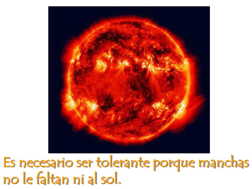 Es necesario ser tolerante porque manchas no le faltan ni al sol.