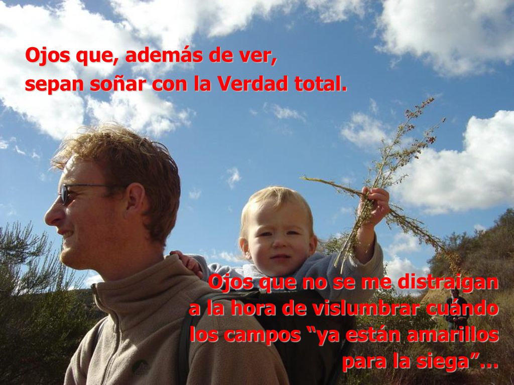Ojos que, además de ver, sepan soñar con la Verdad total. Ojos que no se me distraigan. a la hora de vislumbrar cuándo.