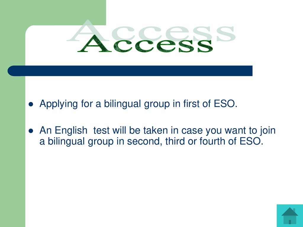 Access Applying for a bilingual group in first of ESO.