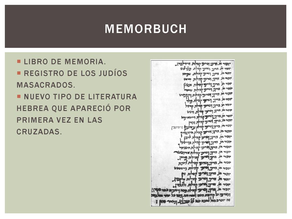 memorbuch LIBRO DE MEMORIA. REGISTRO DE LOS JUDÍOS MASACRADOS.