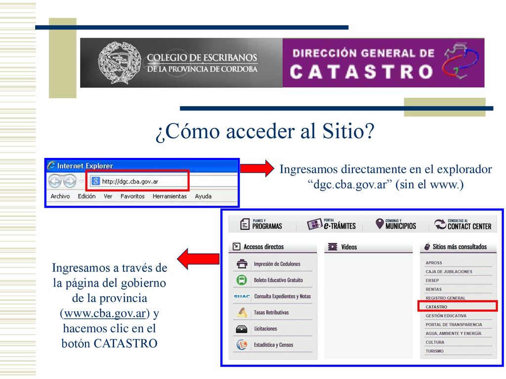 ¿Cómo acceder al Sitio Ingresamos directamente en el explorador dgc.cba.gov.ar (sin el