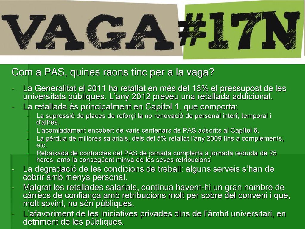 Com a PAS, quines raons tinc per a la vaga