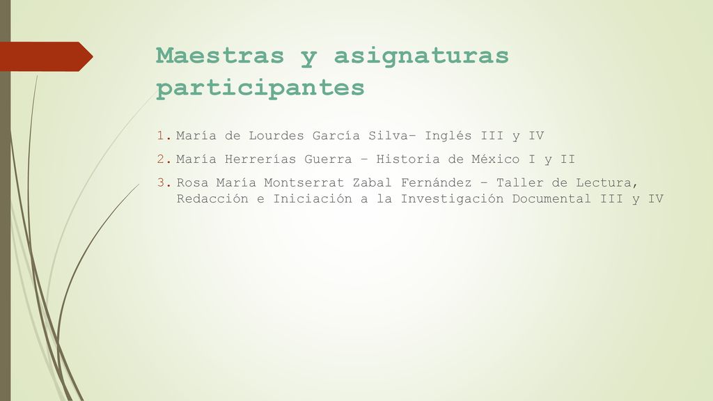 Maestras y asignaturas participantes