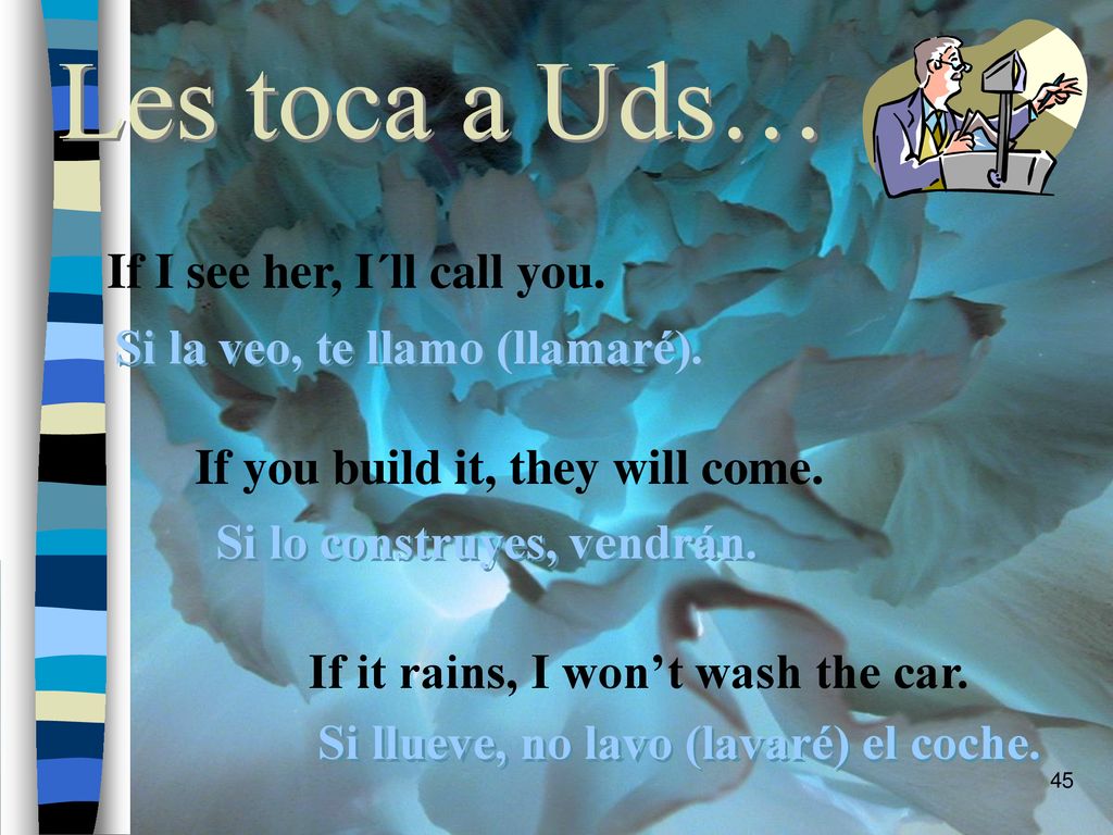 Les toca a Uds… If I see her, I´ll call you.