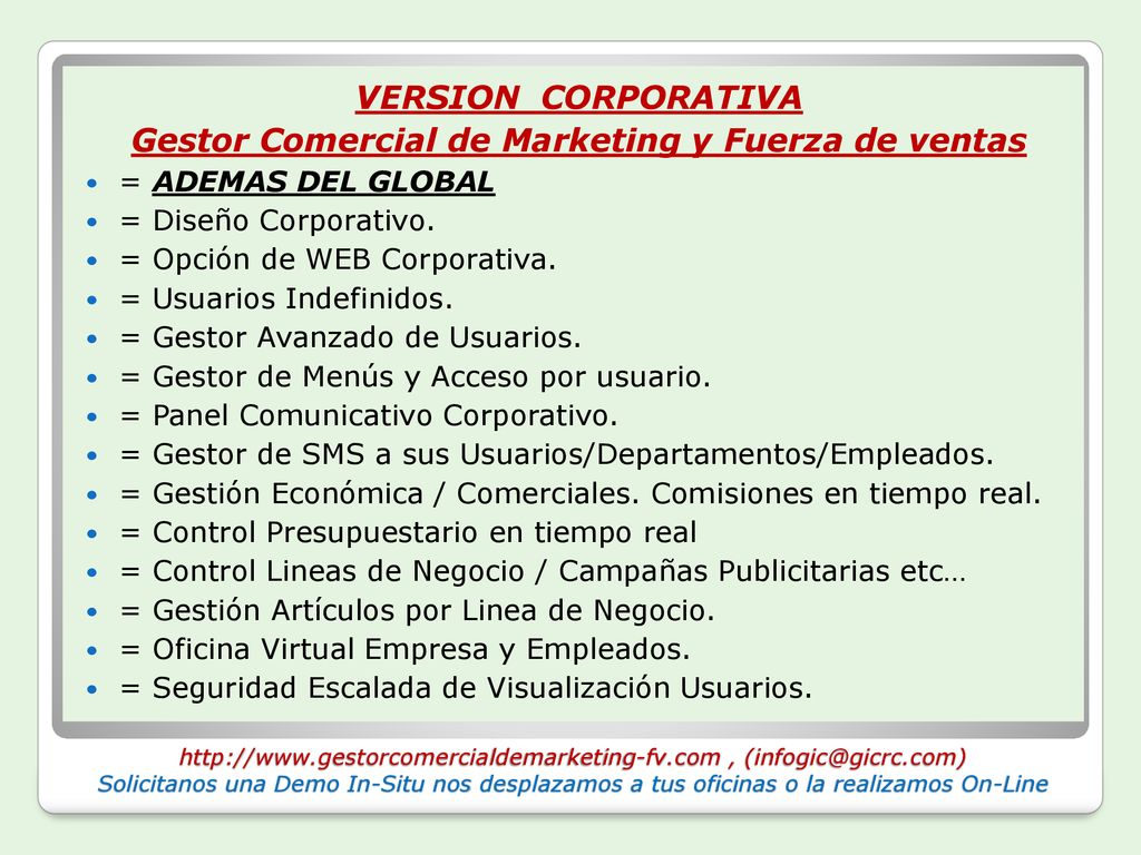 Gestor Comercial de Marketing y Fuerza de ventas