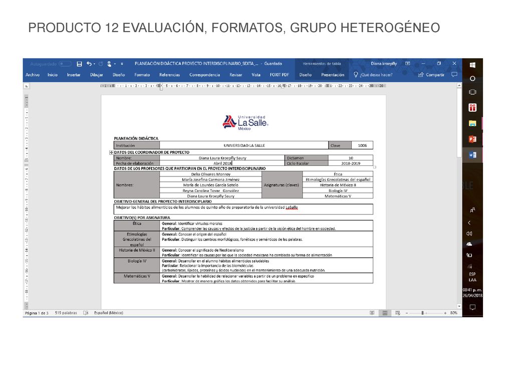 PRODUCTO 12 EVALUACIÓN, FORMATOS, GRUPO HETEROGÉNEO