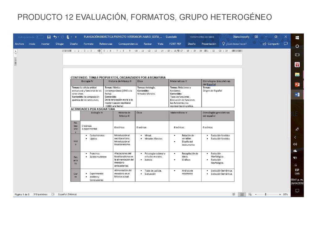 PRODUCTO 12 EVALUACIÓN, FORMATOS, GRUPO HETEROGÉNEO