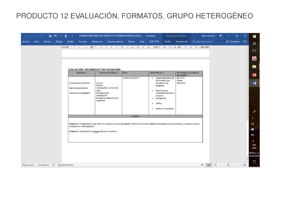 PRODUCTO 12 EVALUACIÓN, FORMATOS, GRUPO HETEROGÉNEO