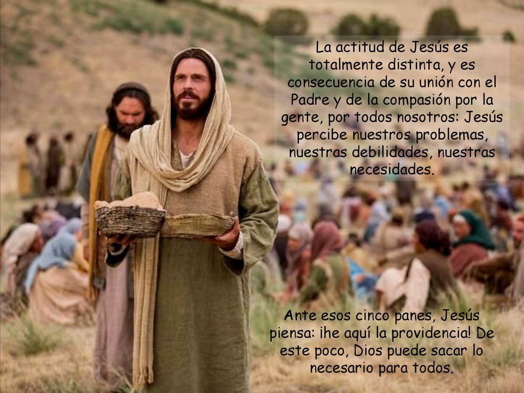 La actitud de Jesús es totalmente distinta, y es consecuencia de su unión con el Padre y de la compasión por la gente, por todos nosotros: Jesús percibe nuestros problemas, nuestras debilidades, nuestras necesidades.