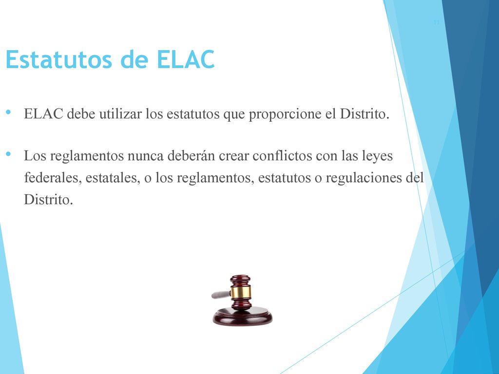 Estatutos de ELAC ELAC debe utilizar los estatutos que proporcione el Distrito.