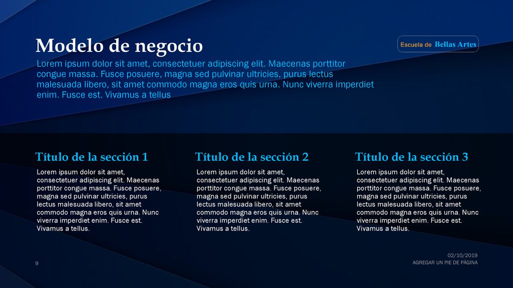 Modelo de negocio Título de la sección 1 Título de la sección 2